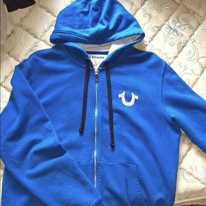 Blue true religion zip-up hoodie